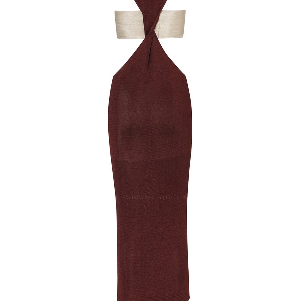 Baobab Collection Backless Dress in Cream and Brown - Picture 3 of 5